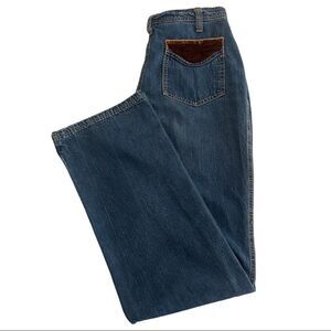 VINTAGE What’s In A Name Leather Pony Patch Pocket Jeans